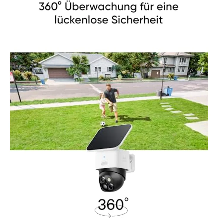 eufy Security SoloCam S340, Überwachungskamera aussen solar, 360°-Überwachung, Keine Toten Winkel, Überwachungskamera aussen mit 2,4-GHz-WLAN, Gebührenfreie Nutzung, HomeBase 3 kompatibel – Bild 4