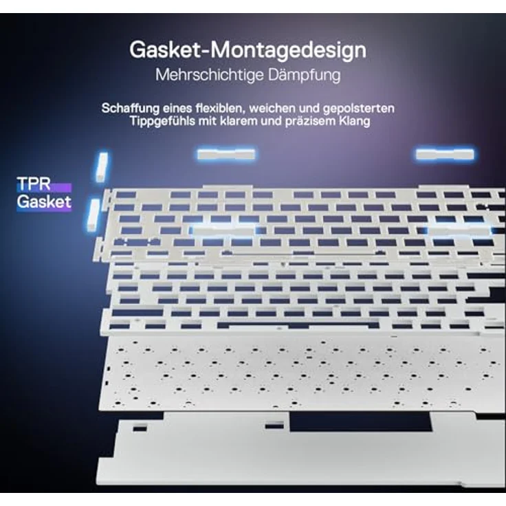 Redragon K673 PRO Kabellose QWERTZ DE Gaming-Tastatur, 75% Kompakt mit Gasket Struktur, 82 Tasten, Hot-Swap-Rote Schalter, RGB-Beleuchtung, 2.4G/BT/Type-C Verbindungen, 4000 mAh Akku – Bild 4