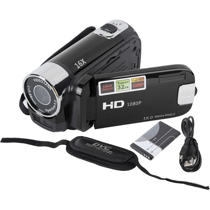 Lixada 4K 48MP DV Kamera, Videokamera mit 2.7 Zoll drehbarem TFT-Bildschirm und 16x digitalem Zoom, inkl. USB-Kabel