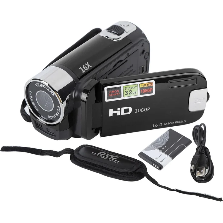 Lixada 4K 48MP DV Kamera, Videokamera mit 2.7 Zoll drehbarem TFT-Bildschirm und 16x digitalem Zoom, inkl. USB-Kabel