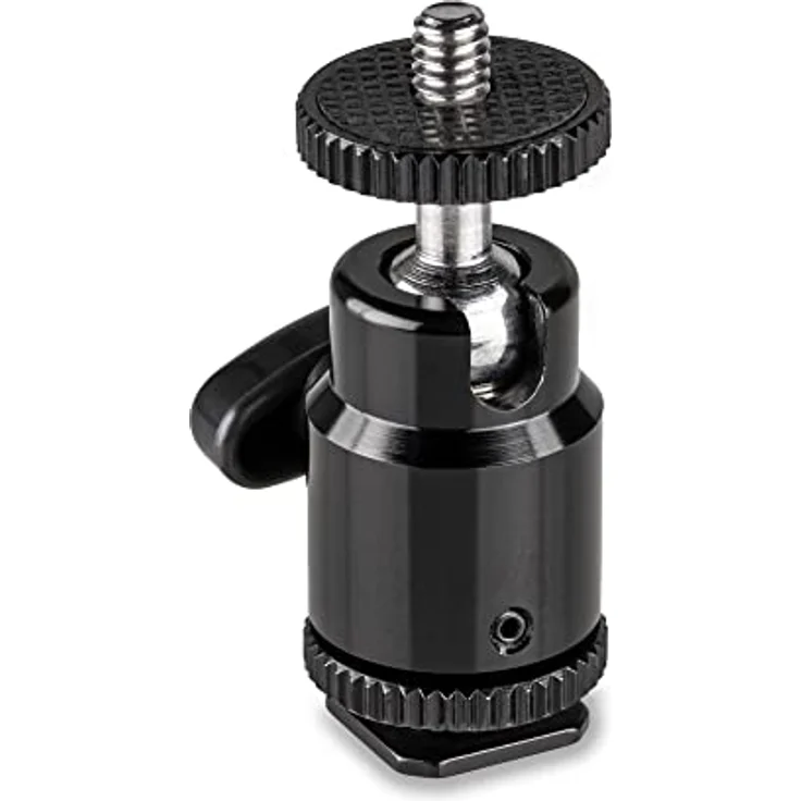 Walimex pro Premium Mini Stativkopf Kugelkopf mit 1/4 Blitzschuhadapter, 360° Drehbar Ball Head mit Hot Shoe Adapter für Kameras, LED Licht, Mikrofone, 1,5 kg Belastbarkeit – Bild 2