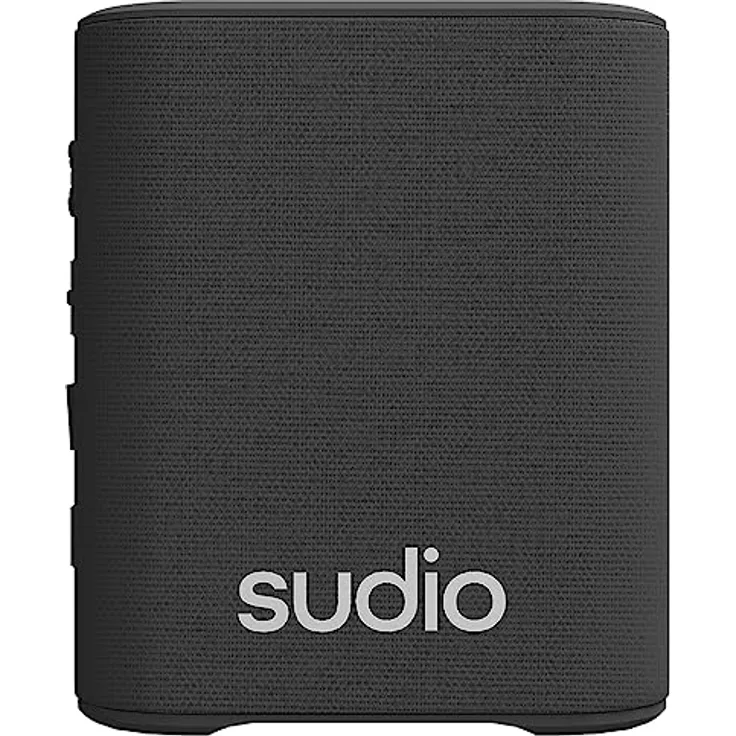 Sudio S2 Schwarz, Bluetooth-Lautsprecher mit lautem Klang und tiefen Bässen Lange Spielzeit IPx5 Wasserdichtes Bluetooth 5.3 TWS Pairing Tragbarer drahtloser Kompaktlautsprecher für Zuhause, draußen