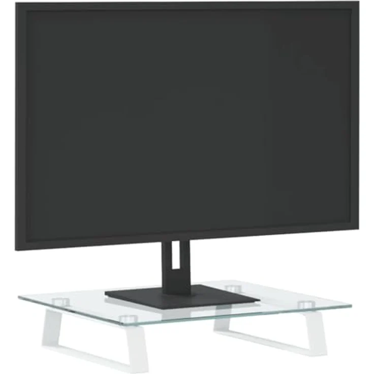 vidaXL Monitorständer, Monitorerhöhung mit Stauraum, Ständer Halterung für Monitor Laptop Drucker, Schreibtischaufsatz Bildschirmerhöhung, Weiß 40x35x8cm Hartglas Metall – Bild 3