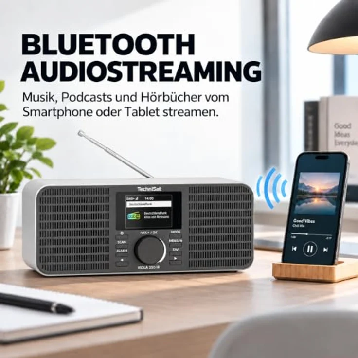 TechniSat VIOLA 350 IR – 16 Watt Stereo Internetradio mit DAB+, UKW, Bluetooth 5.3, AUX in, Silber – Bild 5