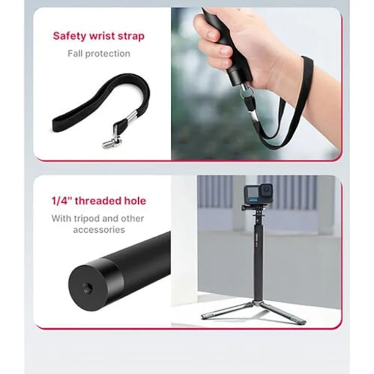 Ulanzi MT 58, Erweiterbarer Selfie Stick für GoPro/Insta360/DJI, 29.5 - 121 cm Länge – Bild 4