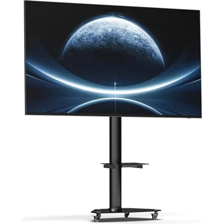XTRARM Proton 300 mobiler TV Ständer mit Ablage, 37-70 Zoll, VESA-Größen, bis 209 cm Höhe, Schwarz – Bild 1