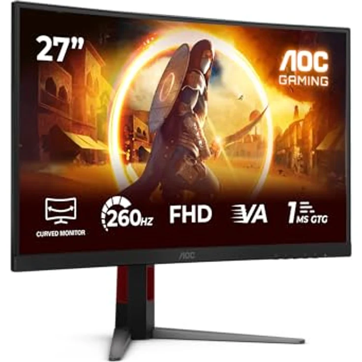 AOC Gaming Monitor C27G4Z2, 27 Zoll Curved, FHD, 260Hz, 0.3ms MPRT, HDR10, FreeSync Premium, Höhenverstellung, Schwarz – Bild 1