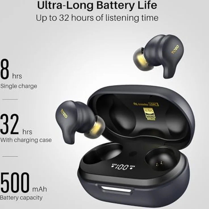 TOZO Golden X1 Kopfhörer Kabellos Bluetooth Balanced Armature Treiber, Hybrid Dynamik Treiber, OrigX Pro, LDAC & Hi-Res Audio Drahtlos, Umgebung & Aktive Geräuschunterdrückung Ohrhörer, Stern Schwarz – Bild 4