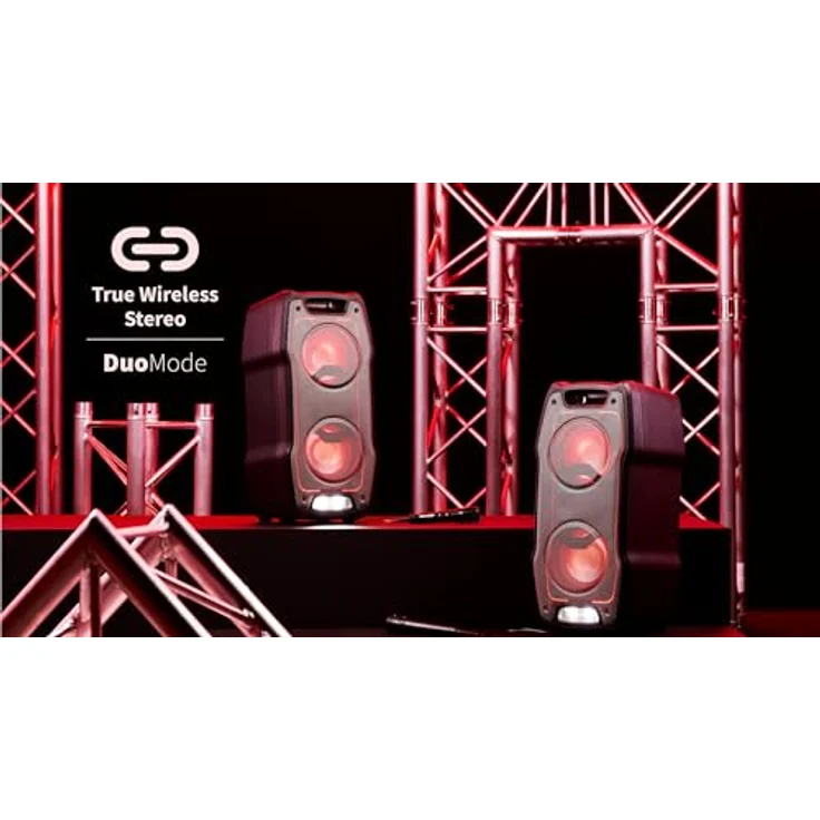 SHARP PS931 Bluetooth Party-Lautsprecher (180 Watt, integrierter Akku mit 13 Stunden Spielzeit, Super Bass, LED-Lichteffekte, inkl. Mikrofon), schwarz – Bild 3