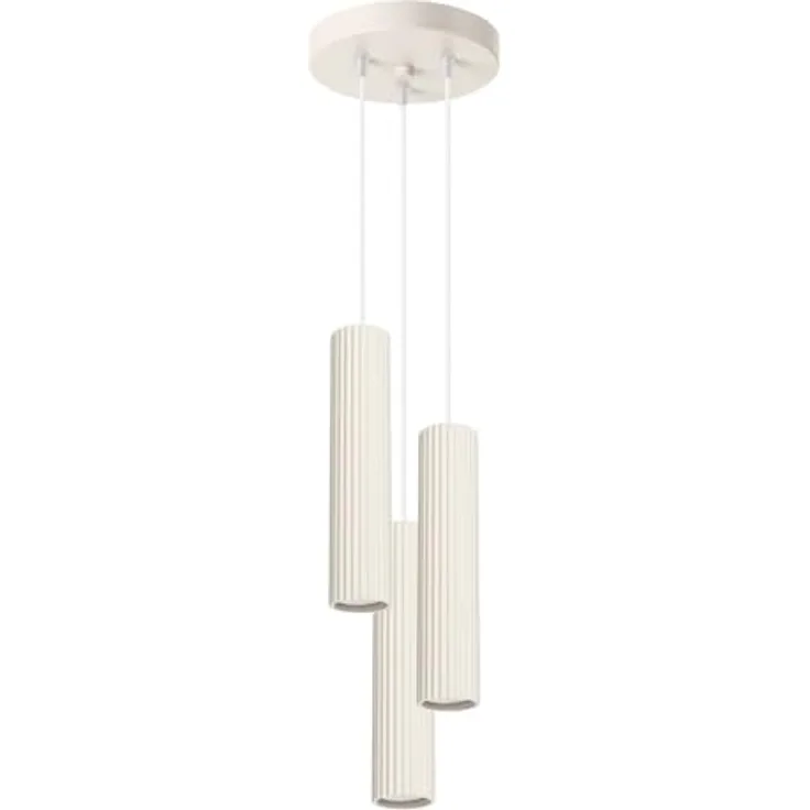 SOLLUX lighting Hängelampe Pendelleuchte Aluminium 3 Flammig 19,5 x 19,5 x 108 cm Karbon Beige