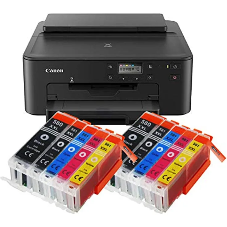 Canon Pixma TS705a, Tintenstrahldrucker mit 10 kompatiblen XXL Patronen, schwarz