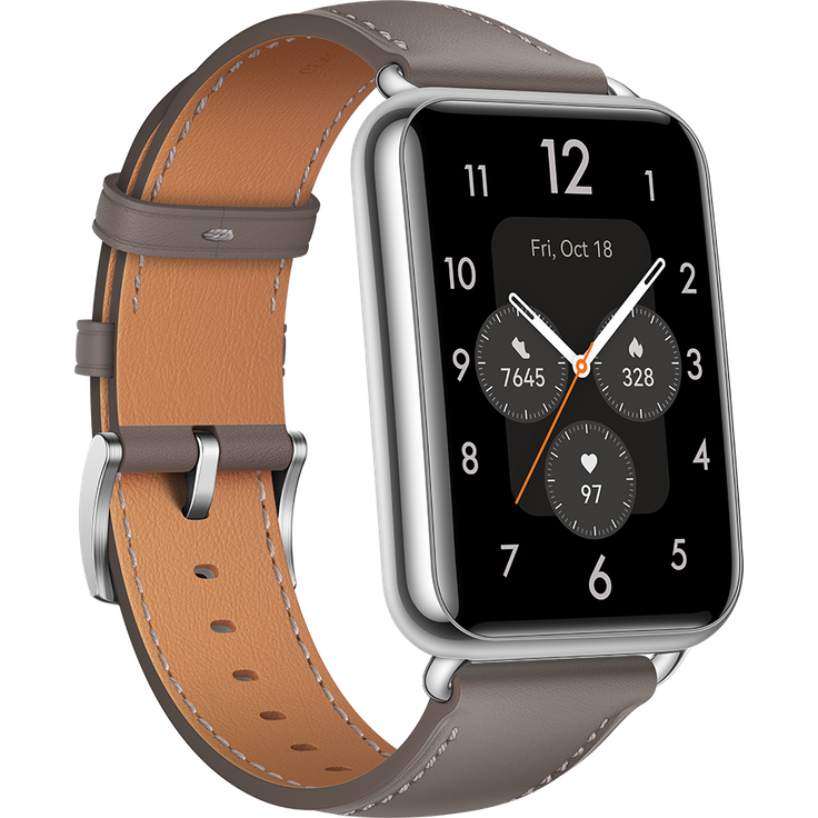 Huawei Watch Fit 2 Classic Edition Smartwatch GPS, Unisex, 44,2mm, Lederarmband, Nebula Gray – Bild 1