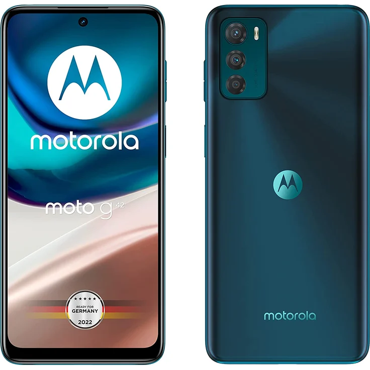 Motorola Moto G42 Smartphone 16,25cm (6,4 Zoll) AMOLED-Display, 64GB interner Speicher, 4GB RAM, Dual-SIM, Nano-SIM, Android 12, Atlantic Green – Bild 7
