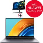 Huawei Matebook D16 - 16 Zoll (1920 x 1200 Pixel) Intel Core i5-12450H, 16GB RAM, 512GB SSD, Windows 11 Home + Huawei MateView GT27 (53013DCX)