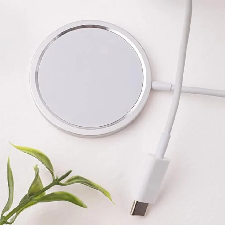 FOREVER Kabelloses Ladegerät, Induktives Ladegerät, 15W, Rund, Dünn, Diskret, Universal, 1m Kabel inklusive, Kompatibel mit verschiedenen Smartphone-Marken, die über drahtloses Laden verfügen, weiß – Bild 4