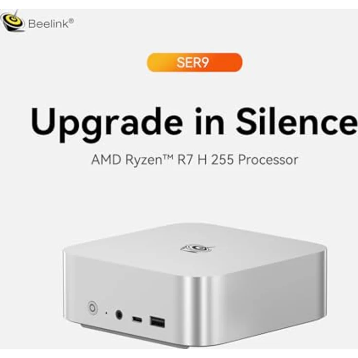 Beelink SER9 Mini PC, AMD Ryzen R7 H255 (8C/16T, bis zu 4.9 GHz), 32GB DDR5 RAM, 1TB M.2 PCIe 4.0 SSD, 4K Triple Display, USB 4, HDMI, DP1.4, BT5.2, Wi-Fi 6, RJ45 2.5GHz, Windows 11 Pro – Bild 2