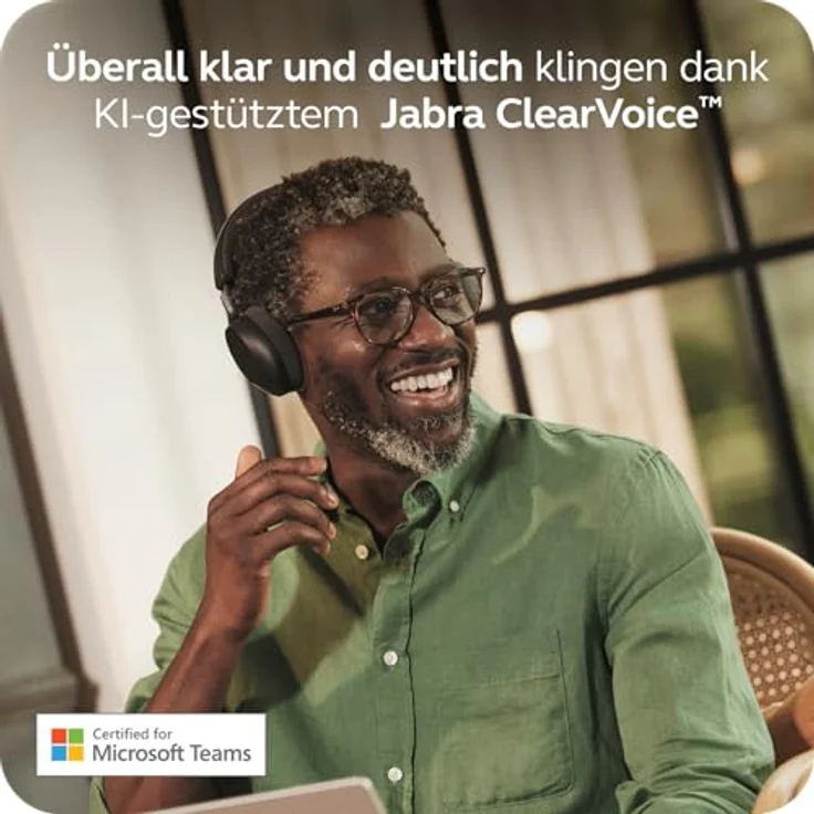 Jabra Evolve3 75, On-Ear Bluetooth Headset mit KI-Sprachanruf, erweiterter aktiver Geräuschunterdrückung, 22h Akku, MS Teams zertifiziert, Schwarz – Bild 3