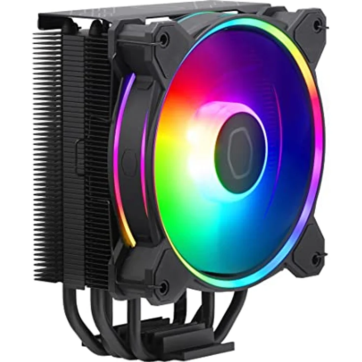 Cooler Master Hyper 212 Halo CPU-Luftkühler – tiefschwarzes Aluminium-Finish, 4 kontinuierliche Direktkontakt-Heatpipes mit Lamellen, MF120 Halo2 ARGB-Lüfter, LGA1700 & AM5 Kühler, ARGB Erkennung – Bild 2