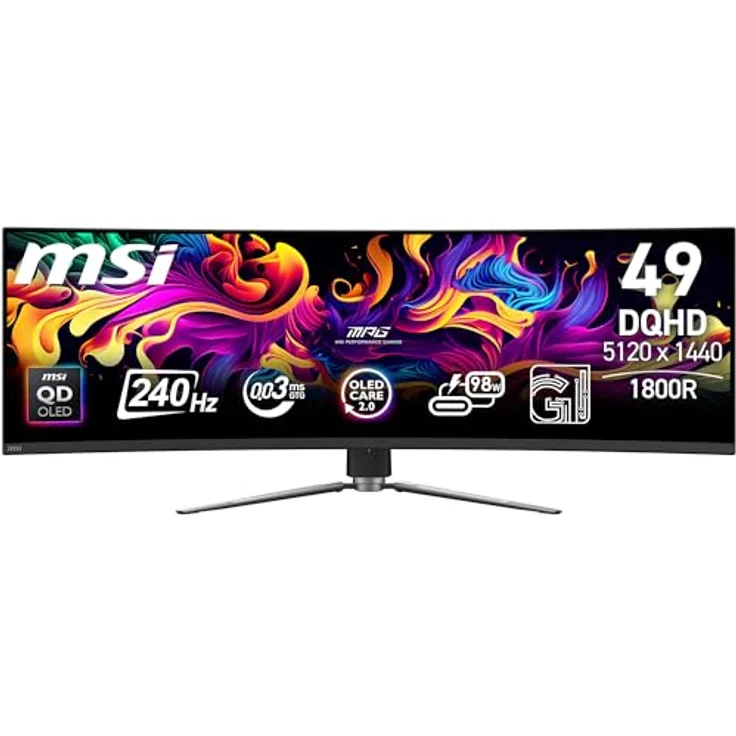 MSI MPG 491CQPXDE QD-OLED, 49 Zoll UltraWide Monitor mit Quantum Dot Technologie und 240Hz Refresh Rate