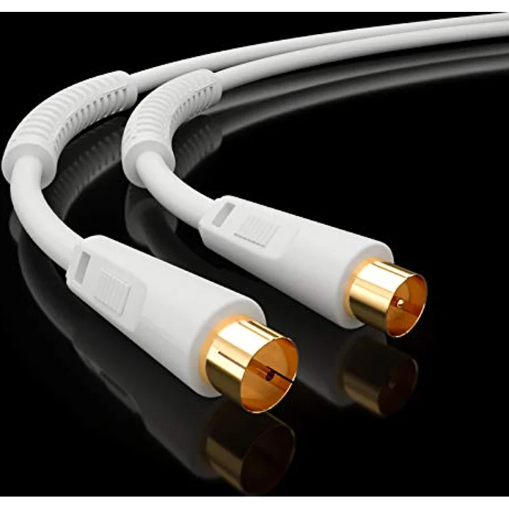 20m Antennenkabel vergoldet mit 2x Ferritkern ''WEISS'' (HB80208-128-20-G) – Bild 4