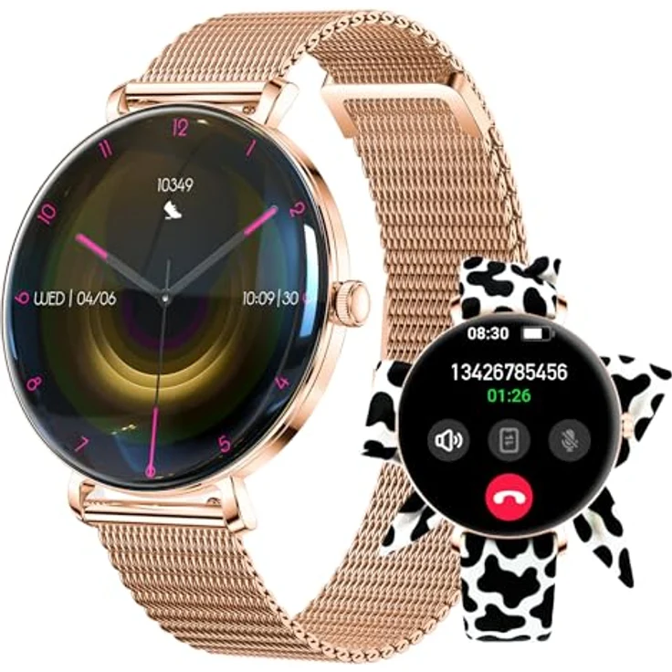 FOREVER Smartwatch Lucca Damen Roségold – Elegante Damen Smartwatch mit AMOLED Display, Bluetooth Anrufen, Fitness- & Gesundheitstracking, IP68 wasserdicht, 2 Armbänder – Bild 1