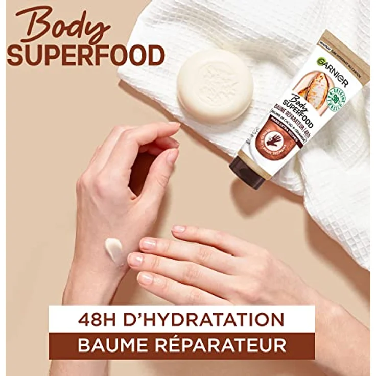 Garnier Body Superfood Handcreme - 48h Feuchtigkeit, Kakaobutter & Ceramid, 98% natürlichen Ursprungs, Vegan & Cruelty Free - für extra trockene Hände, 75 ml – Bild 5