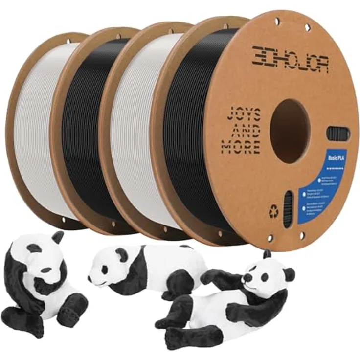 3DHoJor PLA Filament 1.75mm, Weiß-Schwarz, 4KG, hohe Fließeigenschaften, kompatibel mit FDM-Druckern
