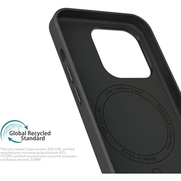 VONMÄHLEN Like Leather Case, vegane Lederhülle kompatibel mit iPhone 16 Pro Max und MagSafe, luxuriös und umweltbewusst, schwarz – Bild 5