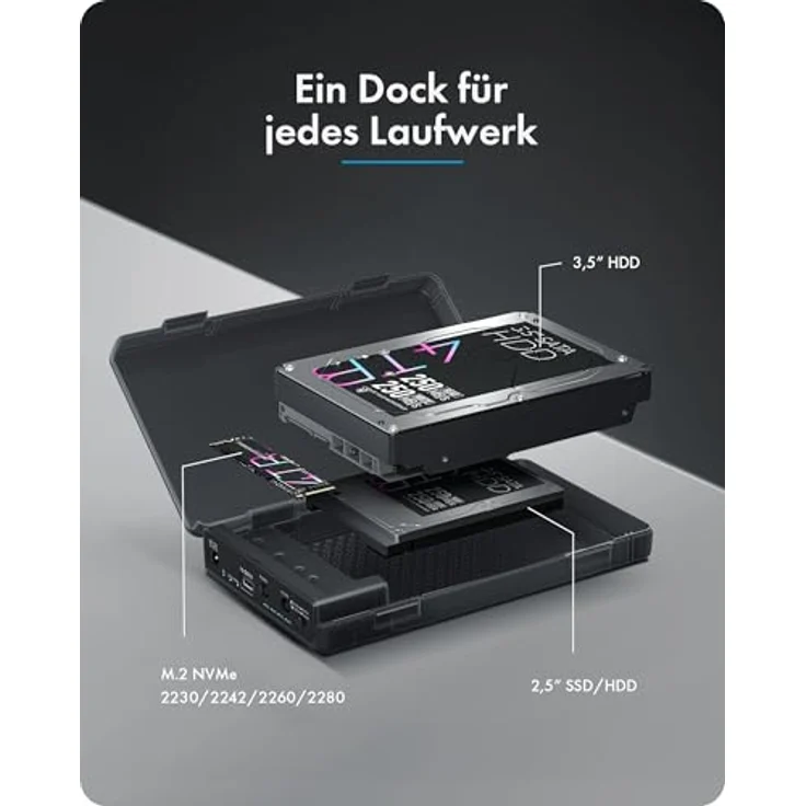 ICY BOX IB-3882 Spade Clone, Klon- und Dockingstation für M.2 NVMe und SATA Laufwerke, schwarz, USB 3.2 Gen 2, 10 Gbps, Offline-Klonfunktion – Bild 3