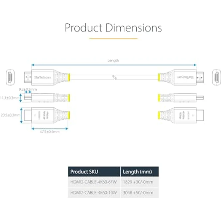 StarTech.com HDMI2-CABLE-4K60-6FW, 1,8 m HDMI-Kabel Typ A, 4K 60Hz, Weiß, mit Audio Return Channel und Ethernet-Unterstützung – Bild 5