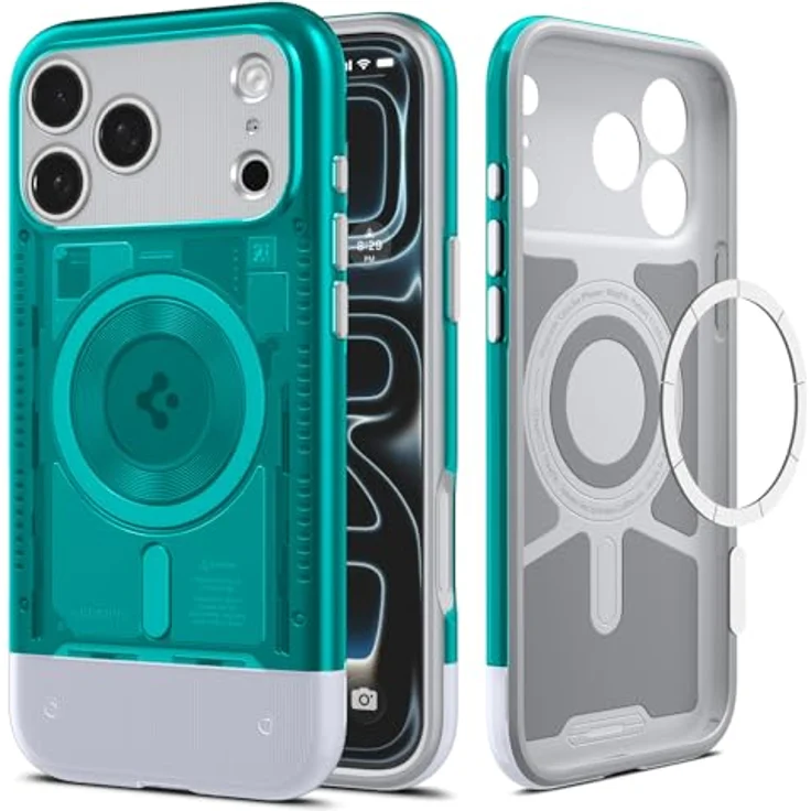 Spigen iPhone 17 Pro Hülle Classic C1 MagFit Case, Retro-Futuristisches Design, 6-Lagen Schutz, Kompatibel mit MagSafe, Bondi Blue – Bild 1