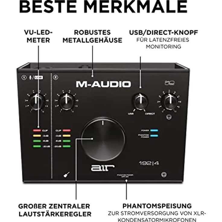 M-Audio - Komplettes Aufnahmepaket ? USB Audio Interface, Mikrofon, Shock Mount, Kabel, Kopfhörer und Software Suite - AIR 192 | 4 Vocal Studio Pro - Preisvergleich – Bild 4