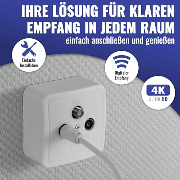 Poppstar 1x SAT Dose (3-Loch Antennendose), Enddose für SAT, TV und Kabel Anschluss (digital/analog), Aufputz/Unterputz geeignet – Bild 5