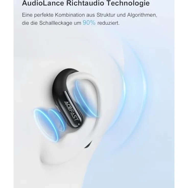 ACEFAST AceFit Air, Open Ear Bluetooth Kopfhörer 5.4 mit App, ultradünn, IP54, kraftvoller Sound, klare Anrufe, Touch-Steuerung, Schwarz – Bild 5