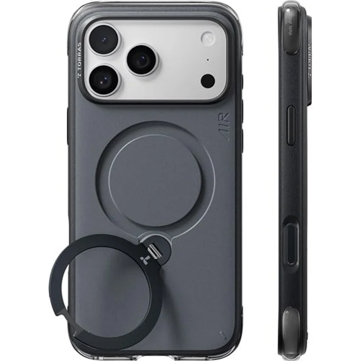 Torras Q3 Air Essential, Schutzhülle in Schwarz für iPhone 18 Pro Max, mit Air Pro Tech™ Fallschutz bis 4 m, MagSafe-kompatibel und verstellbarem Kickstand