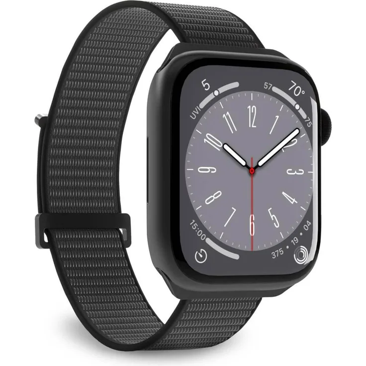 Puro Nylon Sport - Pasek do Apple Watch 42/44/45/49 mm (Czarny) (49 mm, 45 mm, 44 mm, 42 mm, Nylon), Uhrenarmband, Schwarz