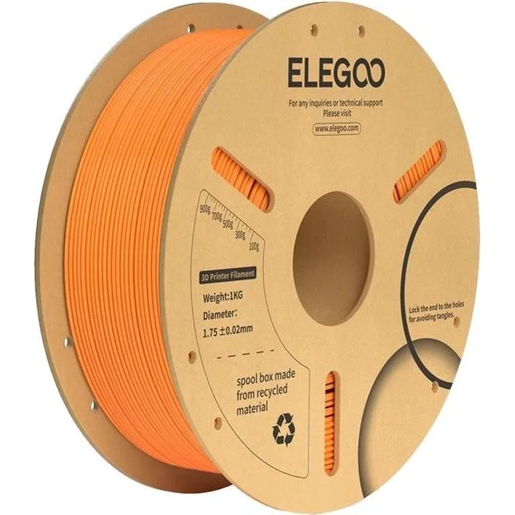 Elegoo PLA+ Filament (Orange), 3D Druckmaterial, 1 kg, hohe Festigkeit und Zähigkeit