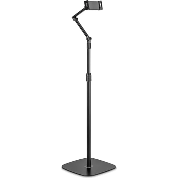 InLine Tablet Halterung mit Bodenplatte aus Metall, höhenverstellbar bis 1,63m, universell bis 12,9", schwarz – Bild 1