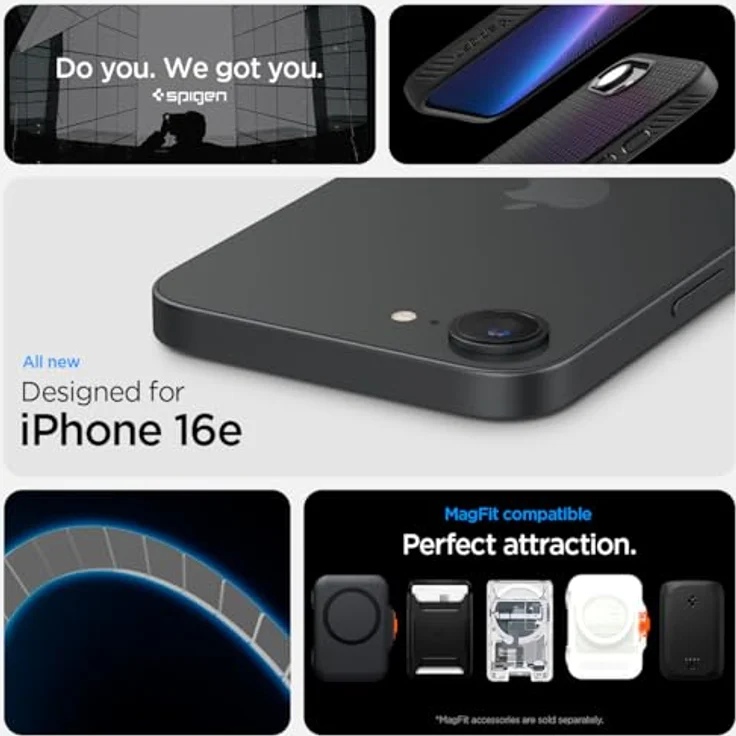 Spigen iPhone 16e Hülle Liquid Air MagFit Case [rutschfest] - Matte Black – Bild 2