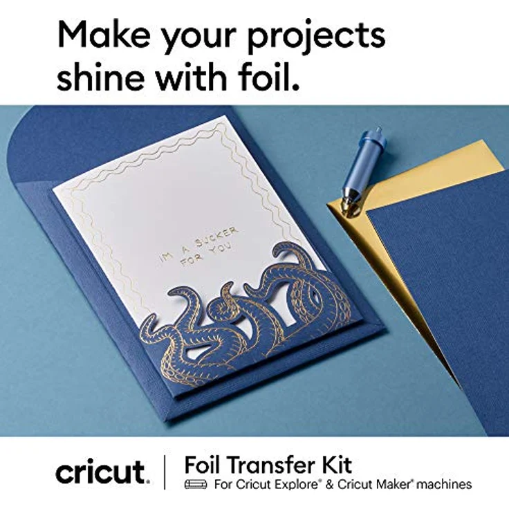 Cricut Foil Transfer Kit, Starter Set mit 3-in-1 Werkzeug und 12 metallic Folienblättern in Silber und Gold – Bild 2