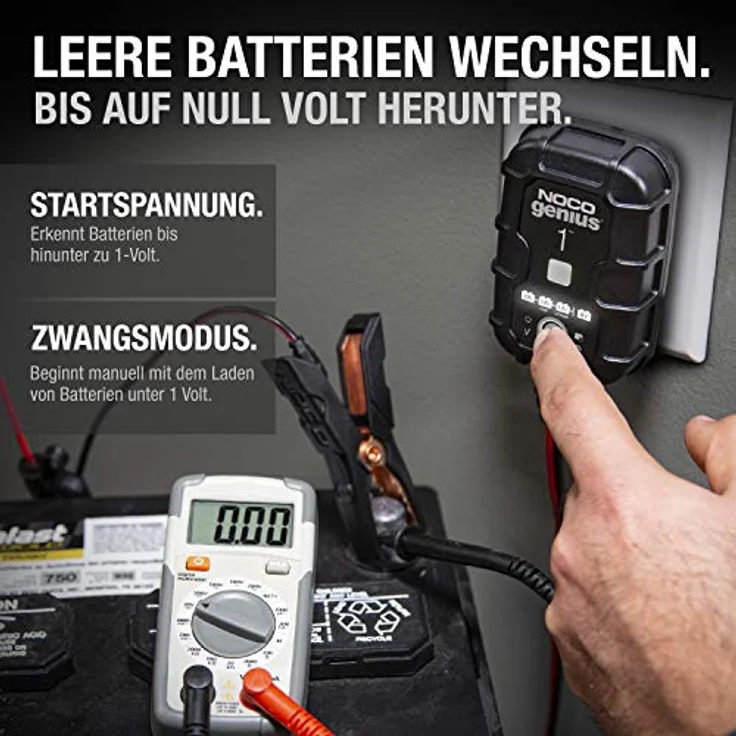 NOCO GENIUS1EU 1A Kfz-Ladegerät, intelligentes 6V/12V Ladegerät für Blei- und Lithium-Batterien, kompakt und effizient – Bild 3