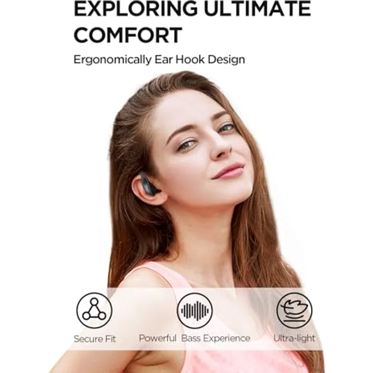 1MORE S70 Open Ear Kopfhörer Bluetooth 5.3, Kabellose Ohrhörer mit 4 Mikrofon, Bass Mehr+, 40H Akku, Schnellaufladung, Balance AIR+ Ohrbügel, IPX5, Anruf Geräuschunterdrückung, Leichte Sportkopfhörer, Titan Grey – Bild 4