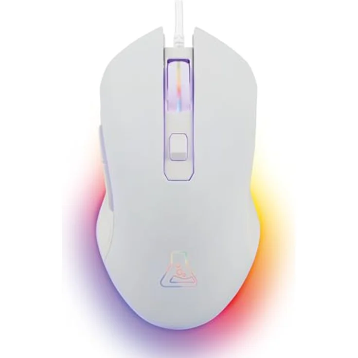 THE G-LAB Kult Helium, USB-Gaming-Maus mit Kabel, optischer Sensor 800 bis 6400 DPI, 7 farbige LED, 6 Tasten, leicht und bequem – Weiß – Bild 1