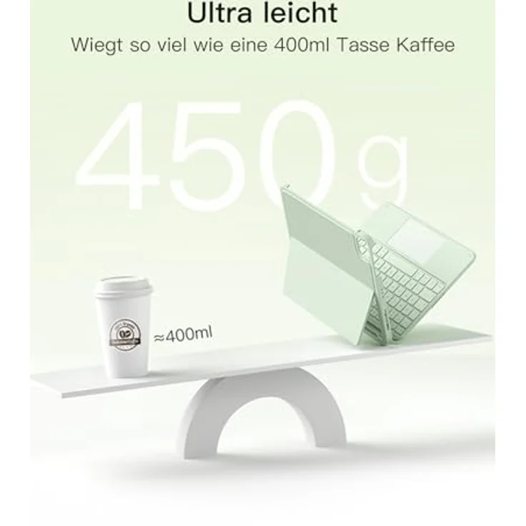 Inateck Hülle mit Tastatur, Ultraleichte Tastatur für iPad 10/11 A16 (2025), Air 11" M3/M2 (2025/2024), Pro 11 1-4, Abnehmbar mit Touchpad, QWERTZ, AceTouch KB04122 – Bild 2