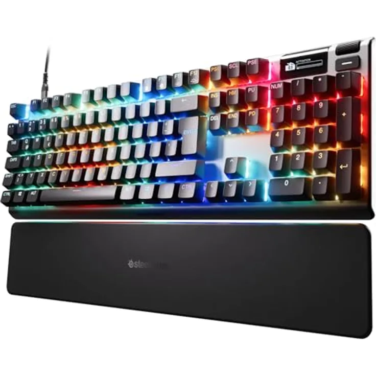 SteelSeries Apex Pro Gen 3 HyperMagnetic Gaming-Tastatur - OmniPoint 3.0 Switches - anpassbares Ansprechverhalten - Rapid Trigger - Rapid Tap/SOCD - OLED - RGB - PBT-Keycaps - DE Layout QWERTZ