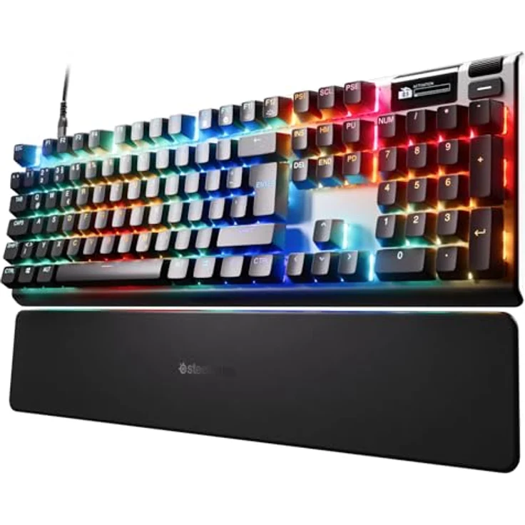 SteelSeries Apex Pro Gen 3 HyperMagnetic Gaming-Tastatur - OmniPoint 3.0 Switches - anpassbares Ansprechverhalten - Rapid Trigger - Rapid Tap/SOCD - OLED - RGB - PBT-Keycaps - DE Layout QWERTZ – Bild 1