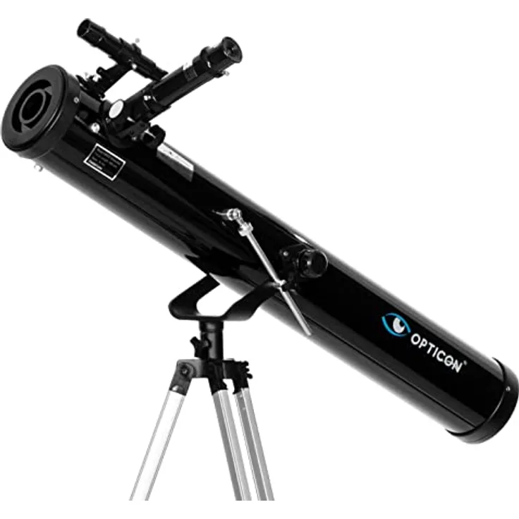 OPTICON - Teleskop Horizon I Vergrößerung 350x I Durchmesser 76 mm I Brennweite 900 mm I Okularauszug 1,25" I Barlowlinse 2X I für Anfänger und Fortgeschrittene I Umfangreichem Zubehör