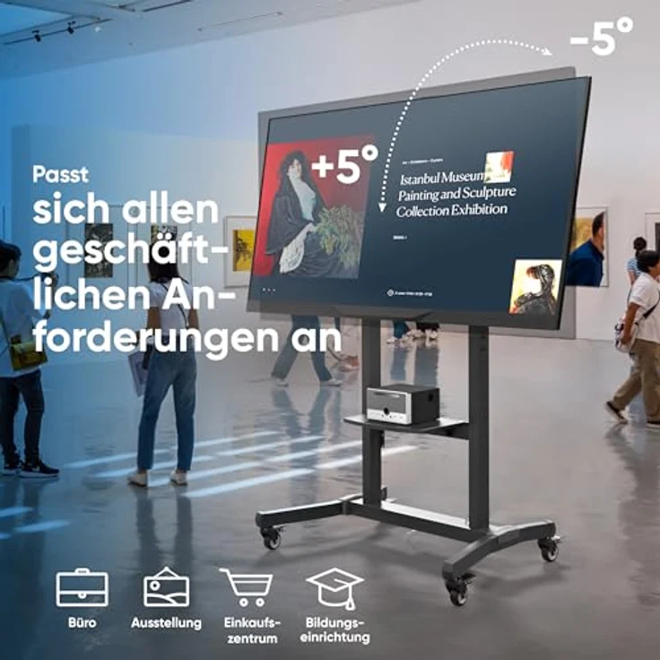 ONKRON TV Ständer rollbar für 50-100 Zoll TVs bis zu 120 kg, höhenverstellbar & neigbar max 1000x600 VESA Standfuß Schwarz TS1991-B – Bild 4