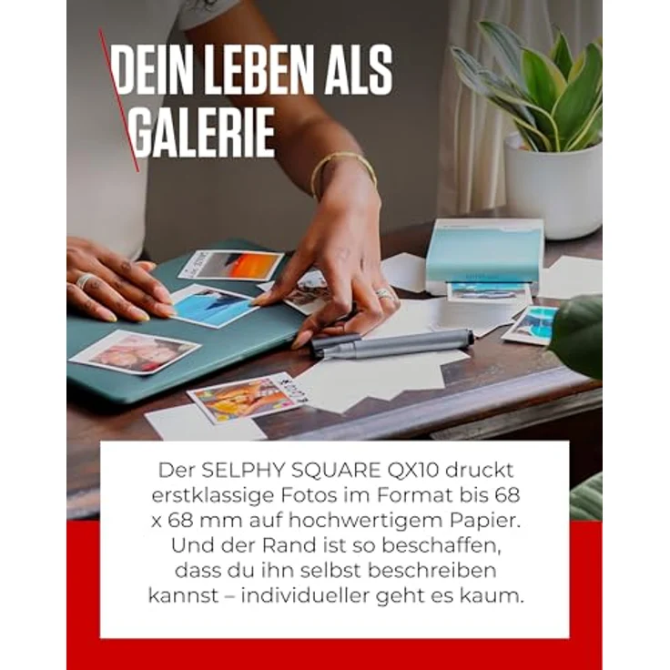 Canon SELPHY SQUARE QX10 Mini-Fotodrucker - mit quadratischem Druck (eingebauter Akku, WLAN, 287 dpi x 287 dpi, USB Kabel, Thermosublimationsdruck) mintgrün – Bild 5