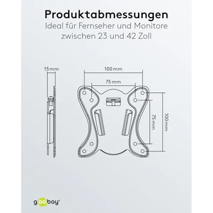 Goobay Fixed Wall Mount S, TV-Halterung für Fernseher von 23 bis 42 Zoll, schwarz – Bild 4